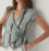 Blusa cruzada rayas turquesa Laagam